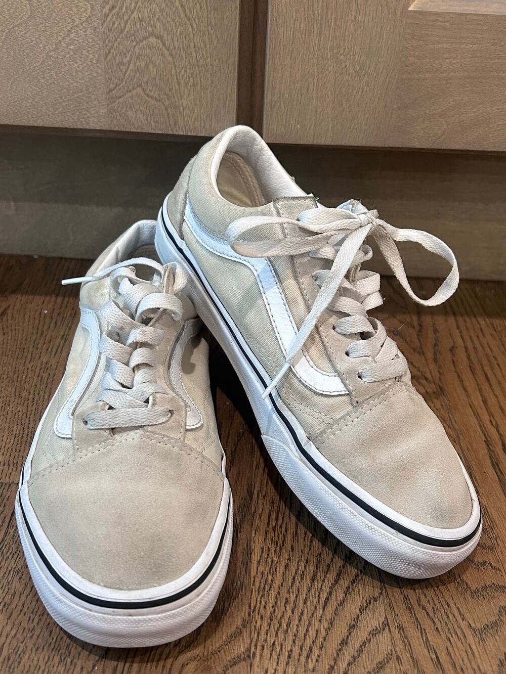 Vans Old Skool Sneakers French Oak Beige Tan White Women's Size 7 Skater Neutral